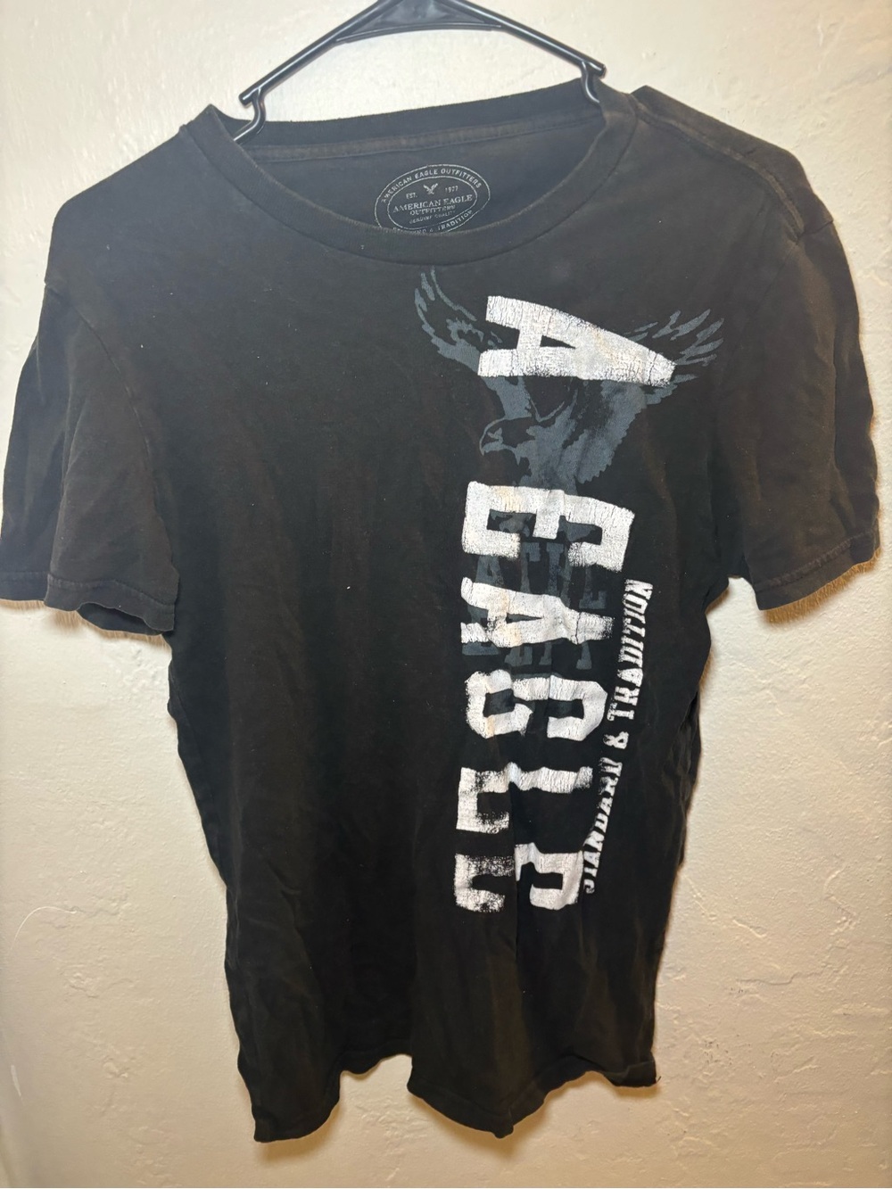 Black Graphic T-Shirt with Vertical Print